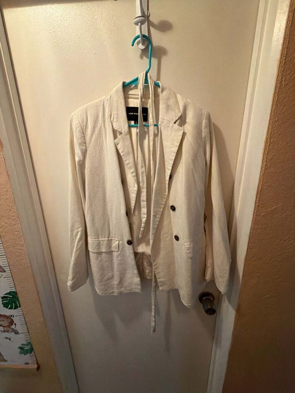 Who What Wear Linen Blend Blazer Cream Size L